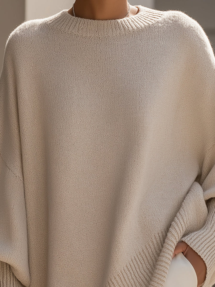 Women's Asymmetrical Knit Batwing Sweater Poncho
