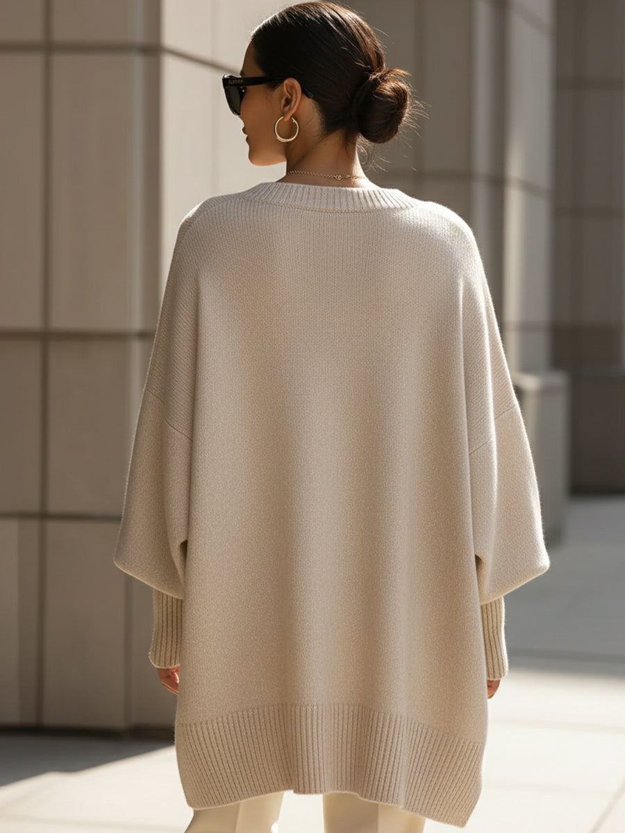 Women's Asymmetrical Knit Batwing Sweater Poncho