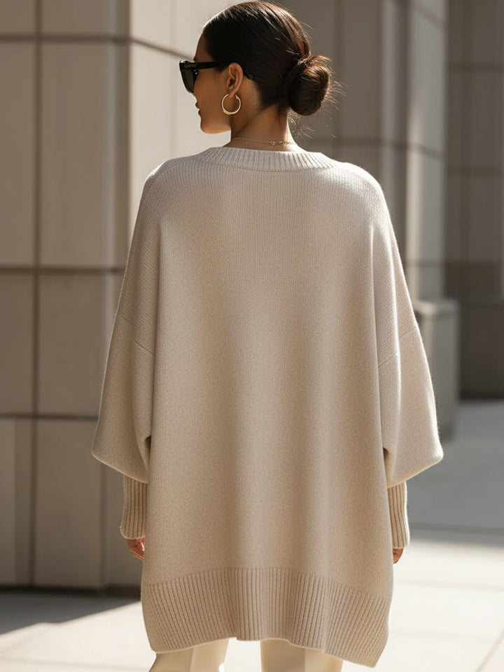 Women's Asymmetrical Knit Batwing Sweater Poncho