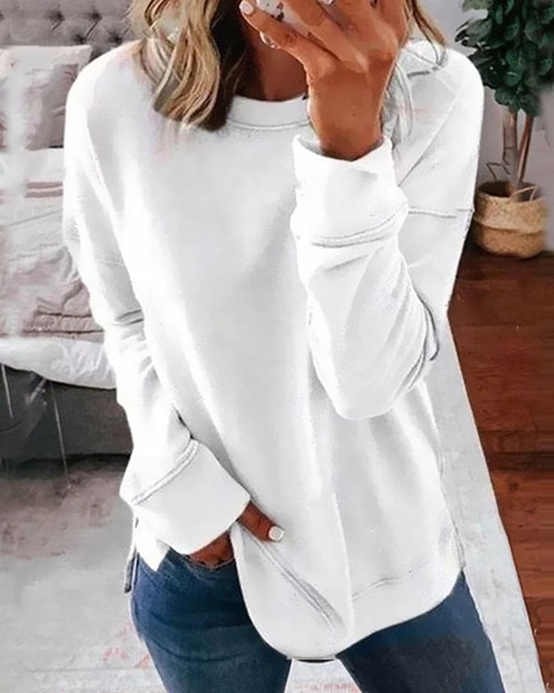 Women's Relaxed Crew Neck Pullover Sweater