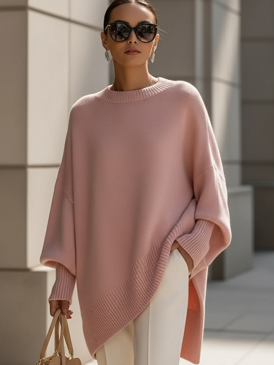 Women's Asymmetrical Knit Batwing Sweater Poncho
