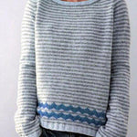 Women's Striped Nordic Pattern Crew Neck Sweater