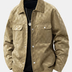Checkerboard Print Faux Suede Pocket Jacket