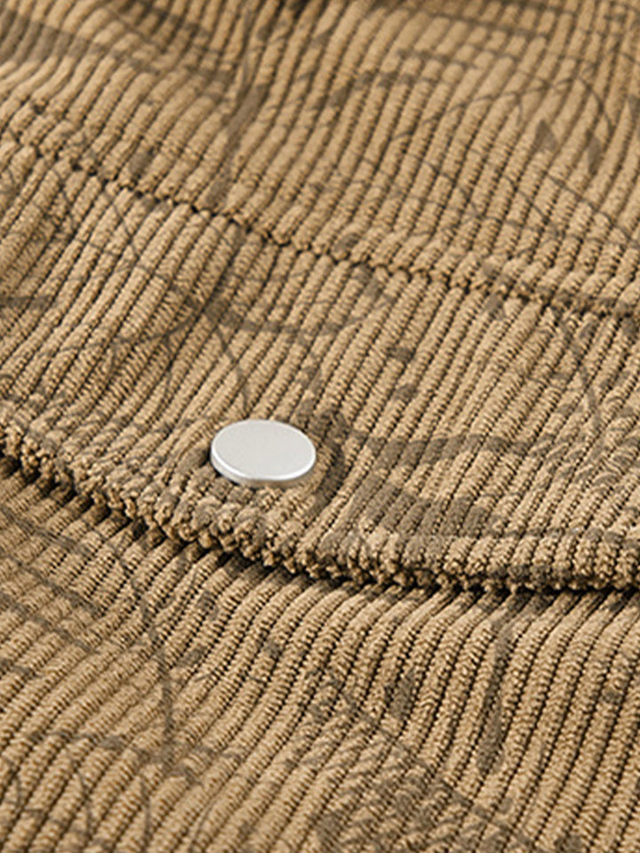 Leaf Print Corduroy Jacket