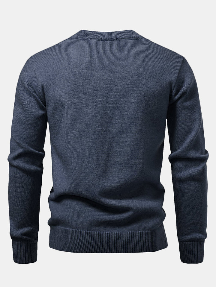 Heavyweight Geometric Jacquard V Neck Sweater