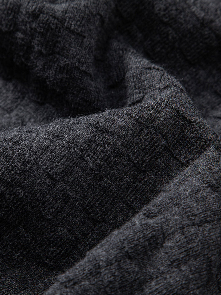 Checkerboard Henley Collar Sweater Knitted T-Shirt