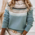 Women’s Fair Isle Style Knit Sweater with Relaxed Fit
