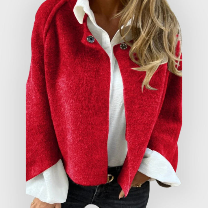 Women's Round-Neck Coat with Long Sleeves