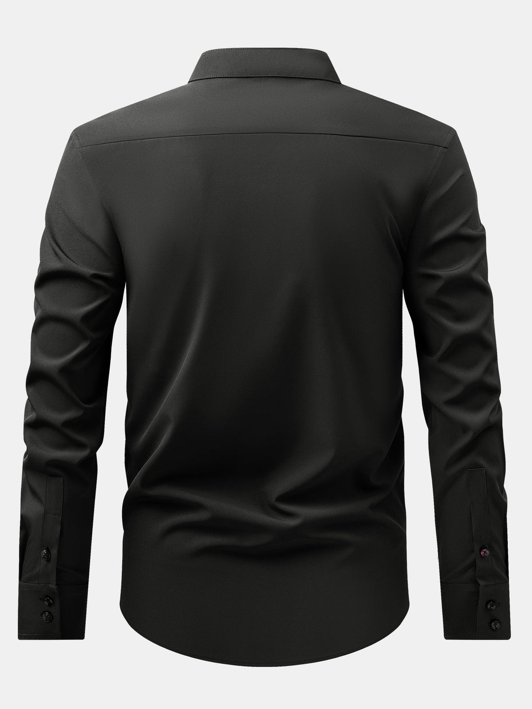 Non-Iron Hidden Placket Stand Collar Dress Shirt
