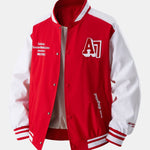 Relax Fit Contrast Embroidery Baseball Jacket