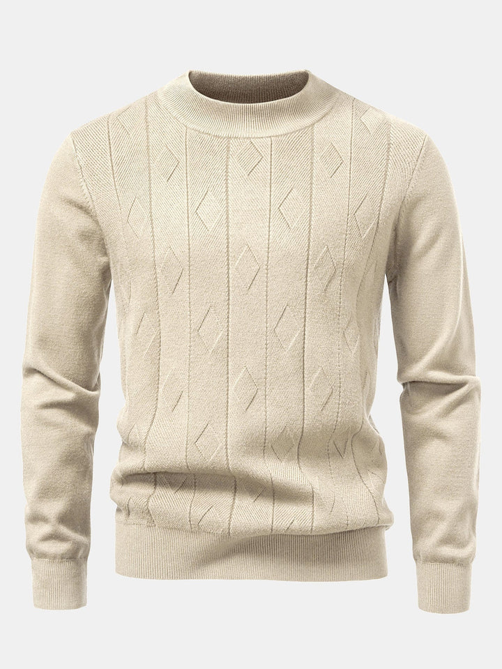 Geometric Jacquard Mock Neck Sweater