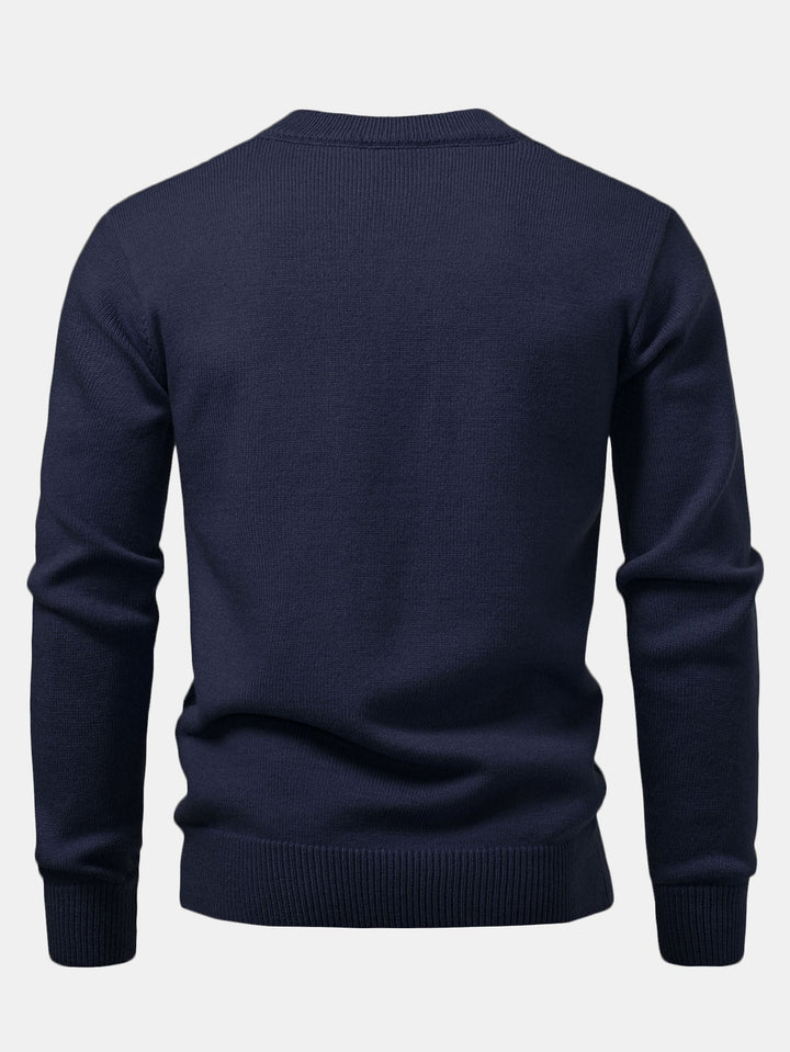 Heavyweight Geometric Jacquard V Neck Sweater