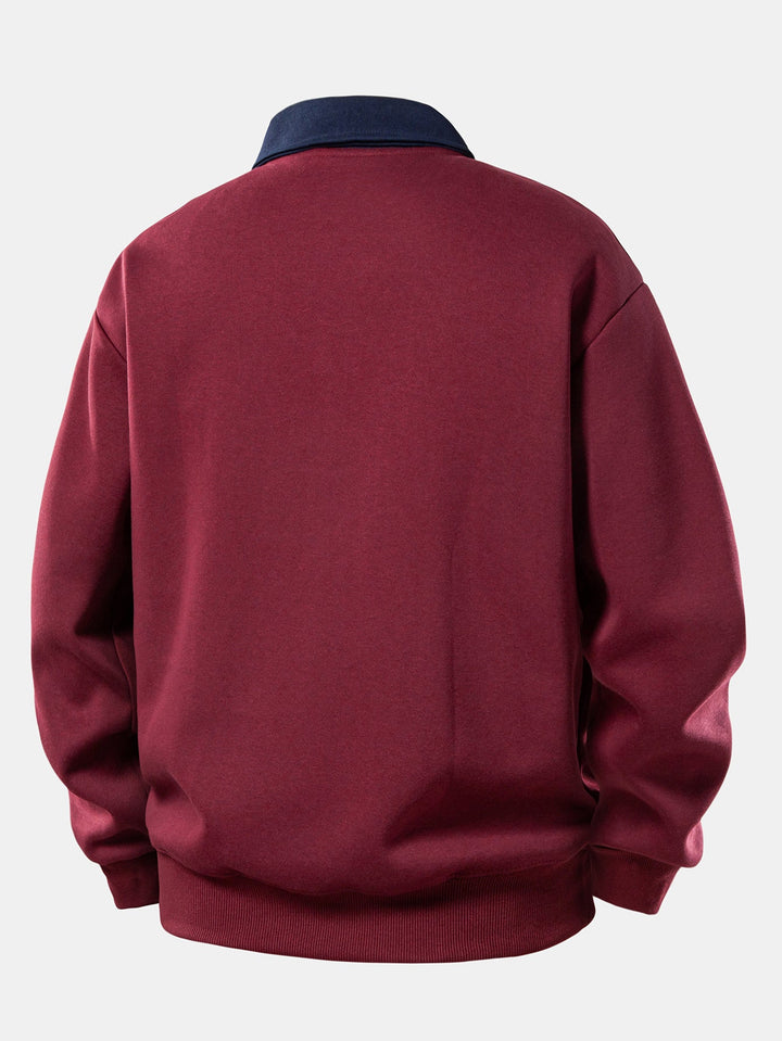 Relax Fit Milano Print Contrast Polo Sweatshirt