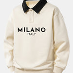 Relax Fit Milano Print Contrast Polo Sweatshirt
