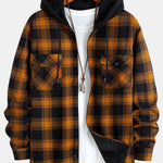 Flannel Fleece Lined Hooded Shirt With Pockets