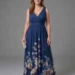 Clarissa | Sleeveless V Neck Soft Floral Hem Midi Dress