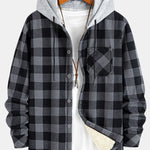 Teddy Lined Plaid Hooded Shirt