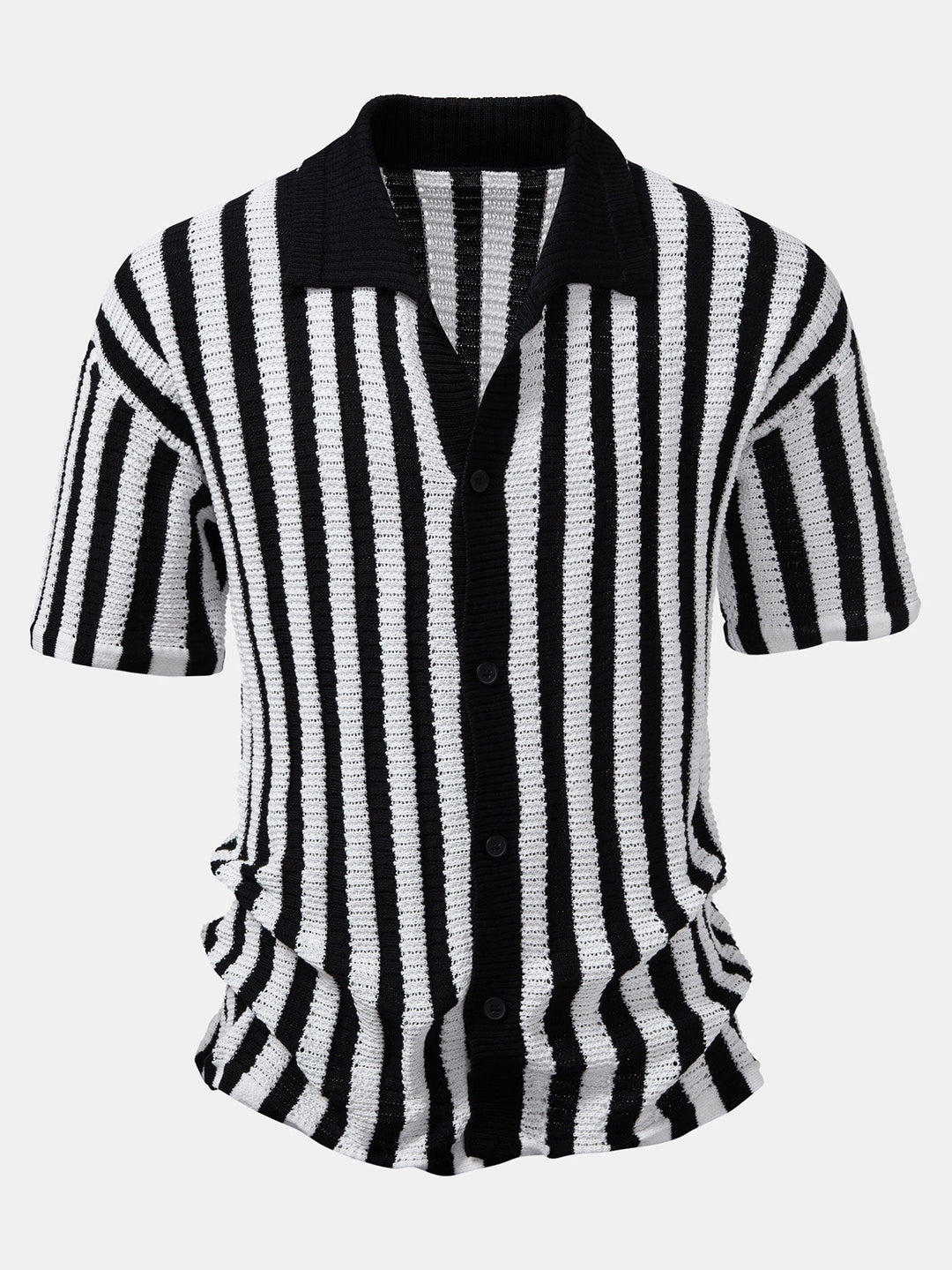 Drop Shoulder Stripe Crochet Shirt