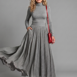 Lana | Long Sleeve Turtleneck Defined Waist Midi Dress