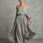 Marisol | Layered Drape Cold Shoulder Top Wide Leg Set