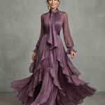 Demetria | Tie Neck Ruffle Tiered Maxi Dress