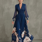 Ziva | Pleated Sheer Sleeves Maxi Dress