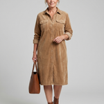 Pema | Long Sleeve Patch Pockets Midi Dress