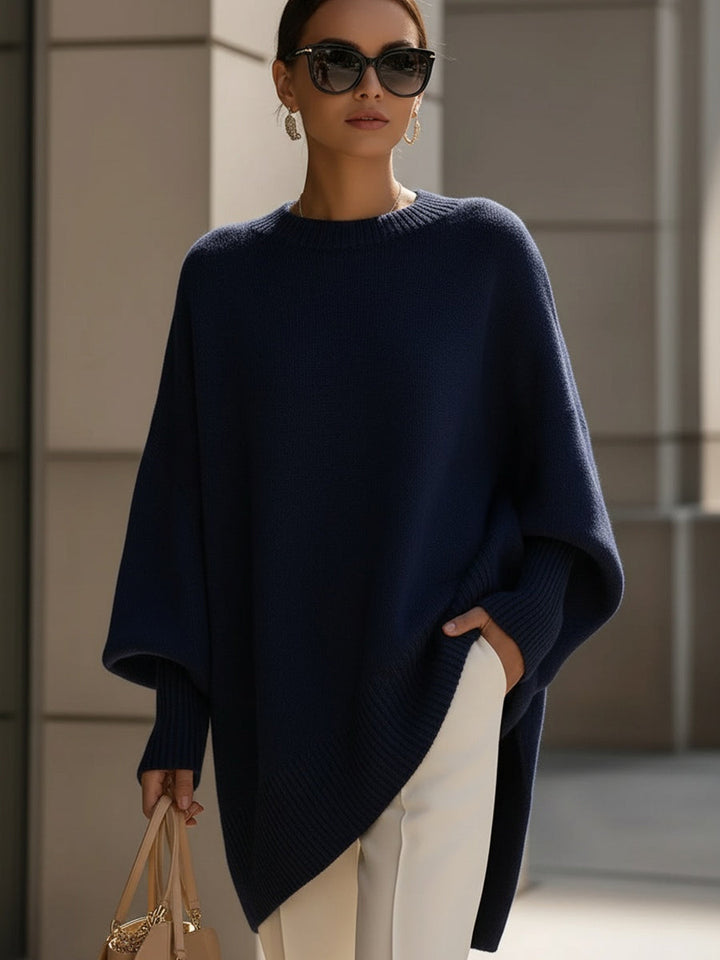 Women's Asymmetrical Knit Batwing Sweater Poncho