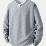 Relax Fit Long Sleeve 2 In 1 Waffle T-Shirt