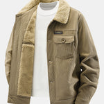 Teddy Fleece Lined Button Up Corduroy Jacket