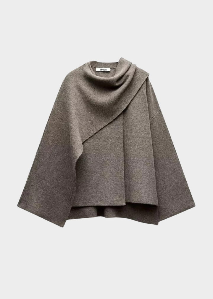 Women's Cape Coat with Integrated Scarf