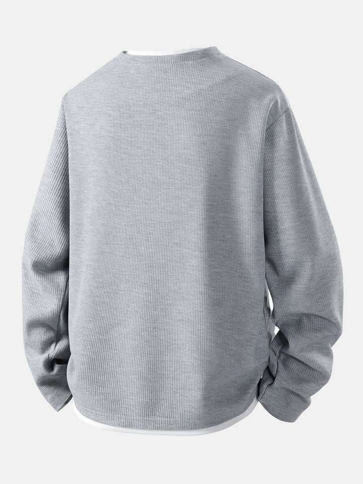 Relax Fit Long Sleeve 2 In 1 Waffle T-Shirt