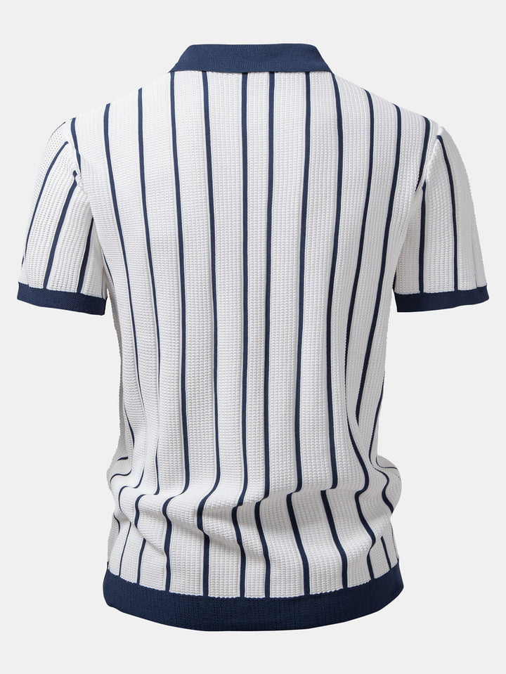 Stripe Knitted Button Up Shirt