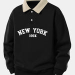 Relax Fit New York Print Contrast Polo Sweatshirt