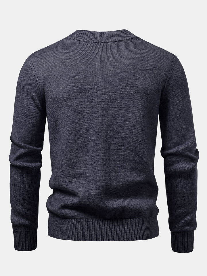 Heavyweight Stripe Mock Neck Knit Sweater
