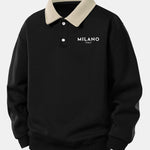 Relax Fit Milano Print Contrast Polo Sweatshirt