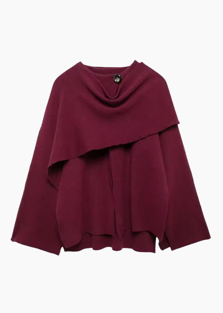 Women's Cape Coat with Integrated Scarf