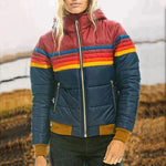 Women's Retro Stripe Puffer Winter Jacket