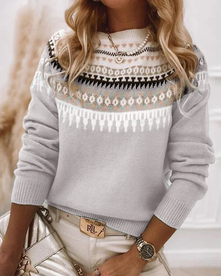 Women’s Fair Isle Style Knit Sweater with Relaxed Fit