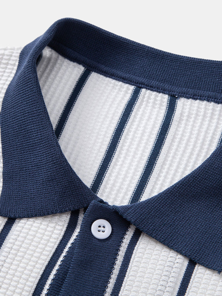 Stripe Knitted Button Up Shirt