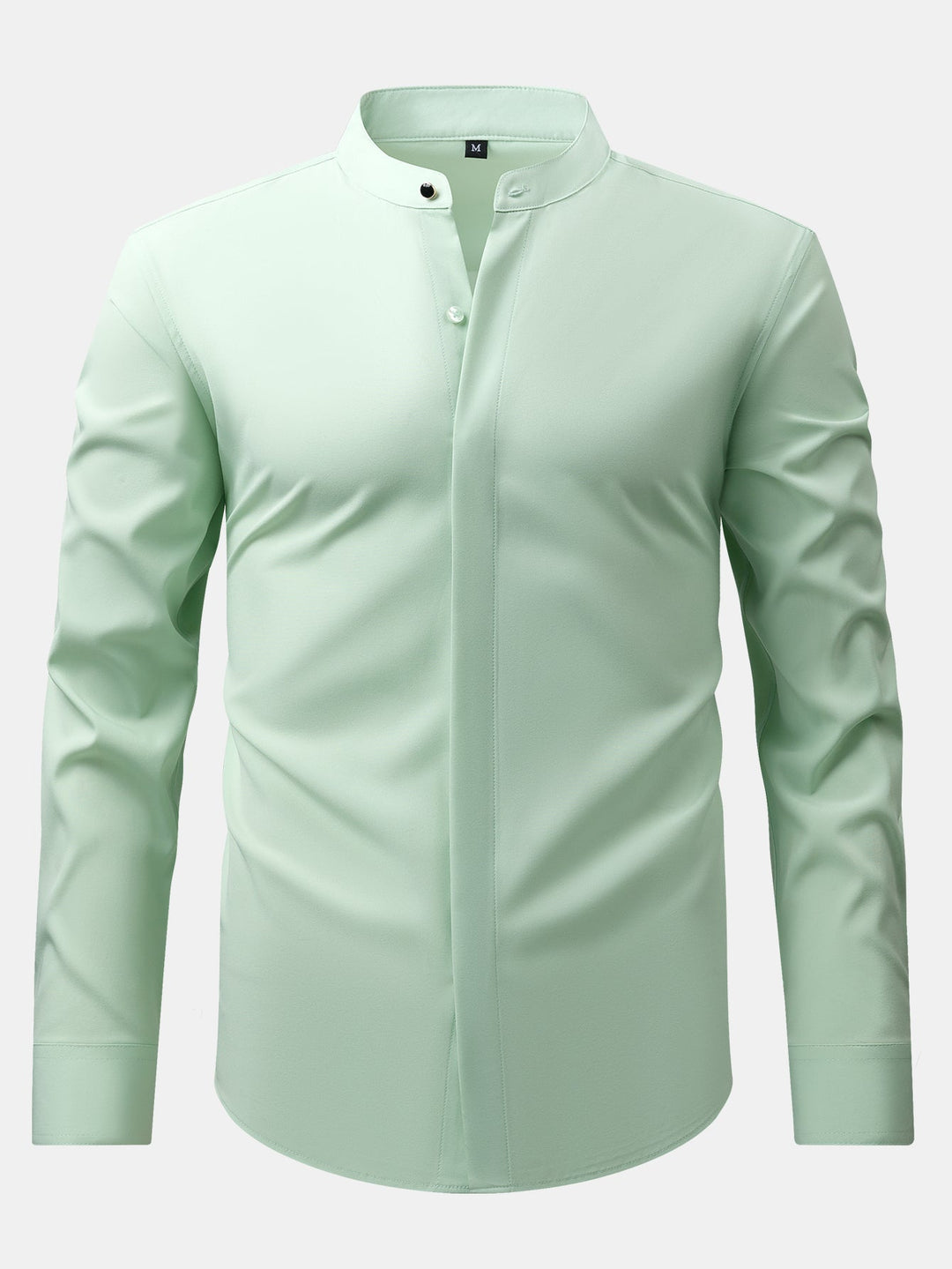 Non-Iron Hidden Placket Stand Collar Dress Shirt