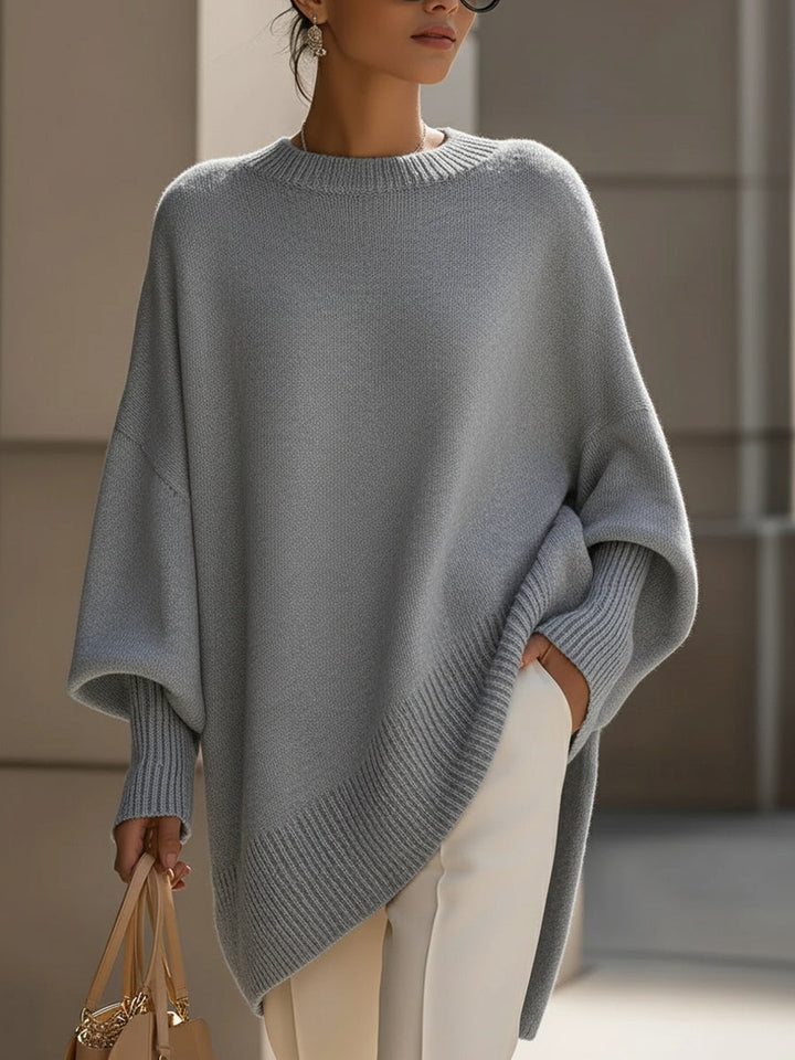 Women's Asymmetrical Knit Batwing Sweater Poncho