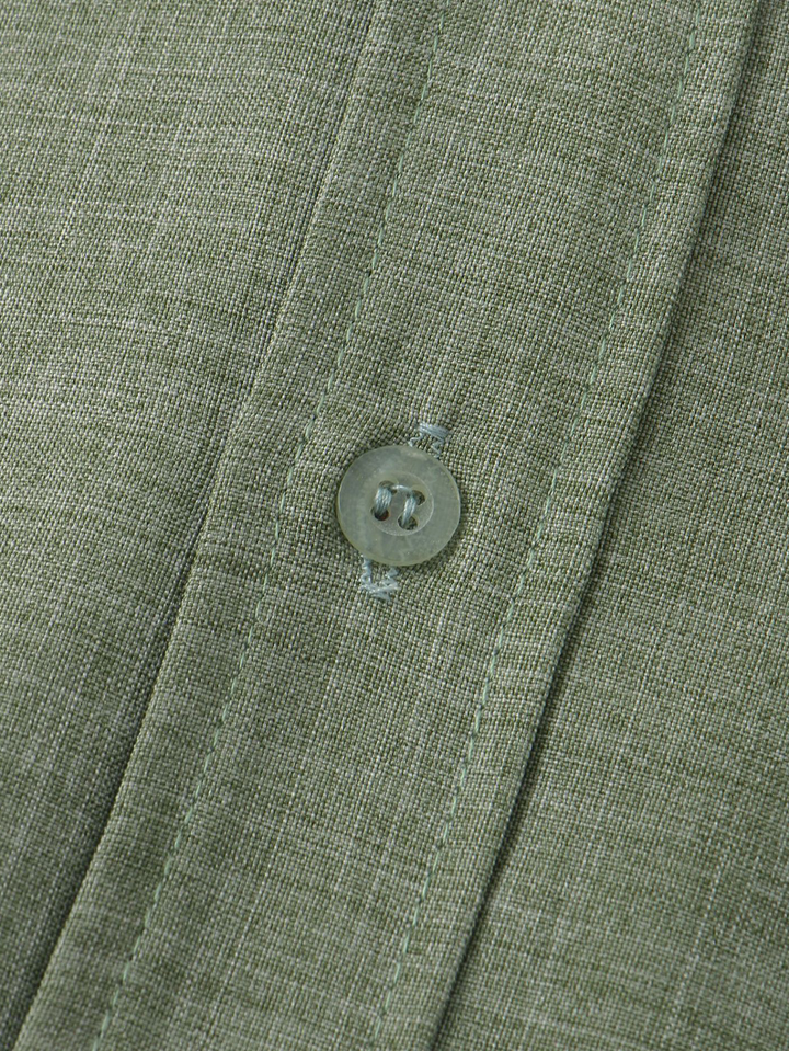 Man Stand Collar Shirt Whit Pocket
