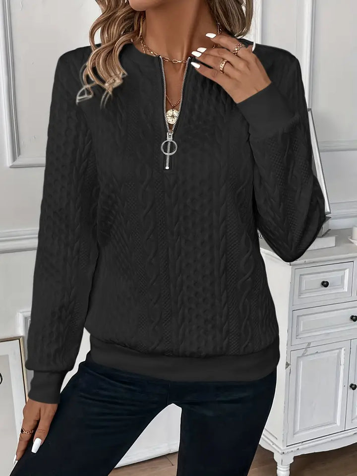 Women's Long Sleeve Zipper Sweater Loose Fit