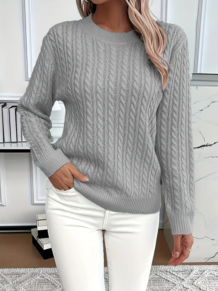 Women's Cable Knit Sweater with Relaxed Fit