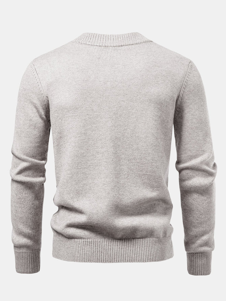 Heavyweight Stripe Mock Neck Knit Sweater