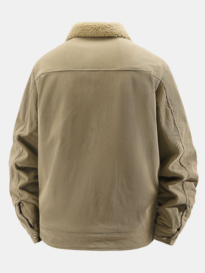 Teddy Fleece Lined Button Up Corduroy Jacket