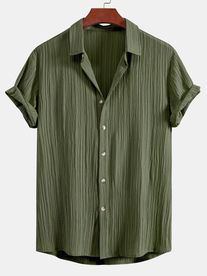 Wrinkled Textured Button Up Shirt