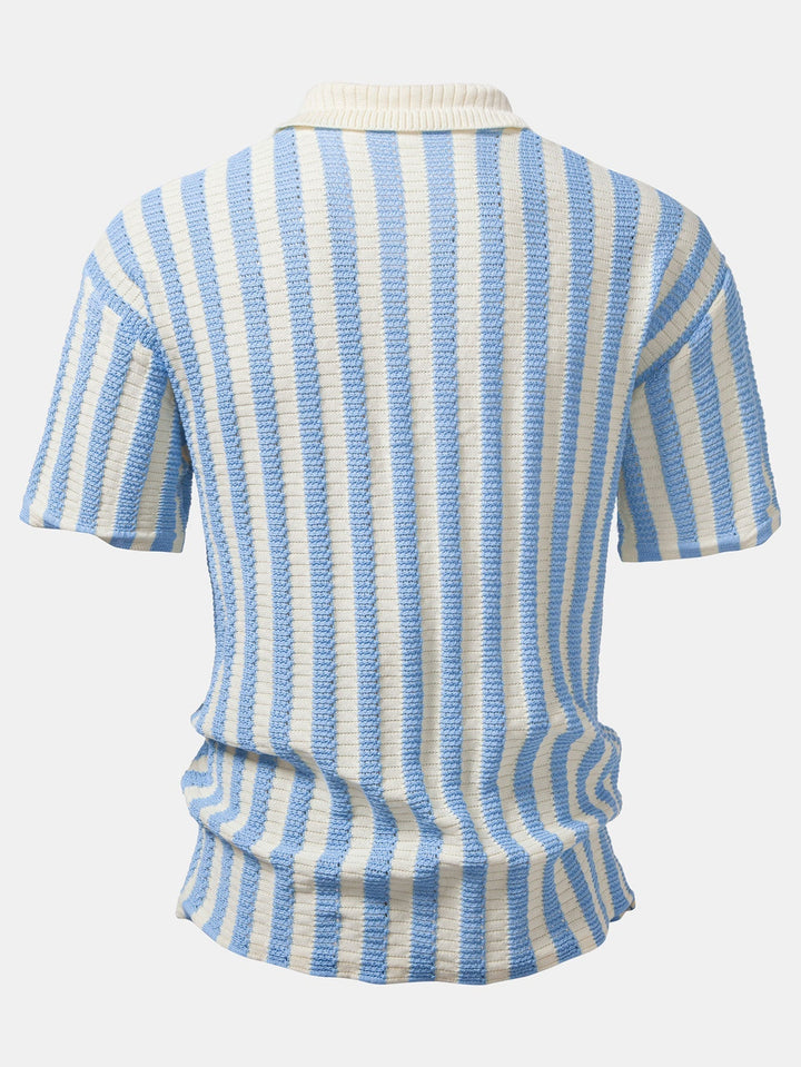 Drop Shoulder Stripe Crochet Shirt