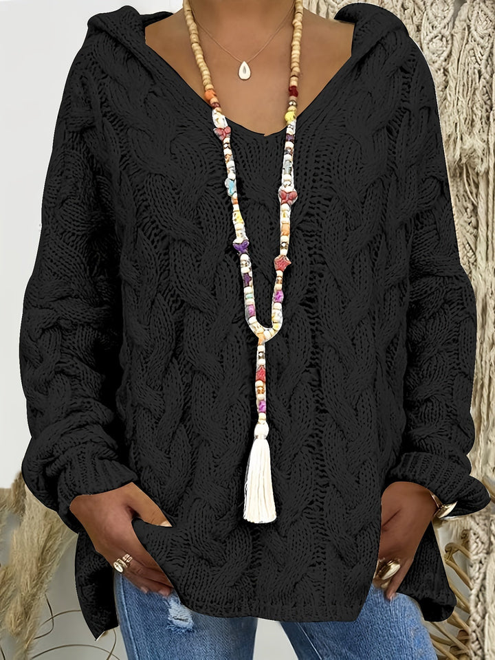 Women's Cable-Knit V-Neck Relaxed Sweater